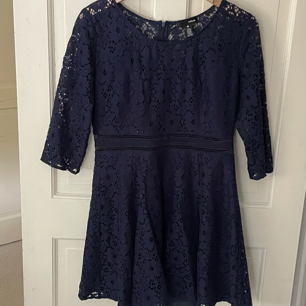 AQUA LACE SWING DRESS- NAVY